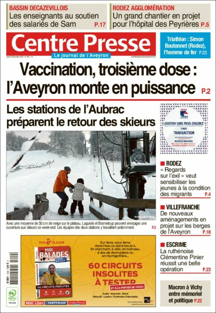 Portada de Centre Presse (Francia)