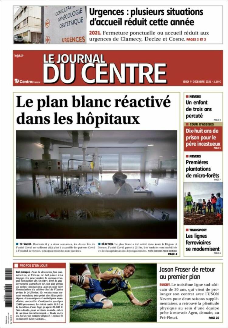 Portada de Le Journal du Centre (Francia)