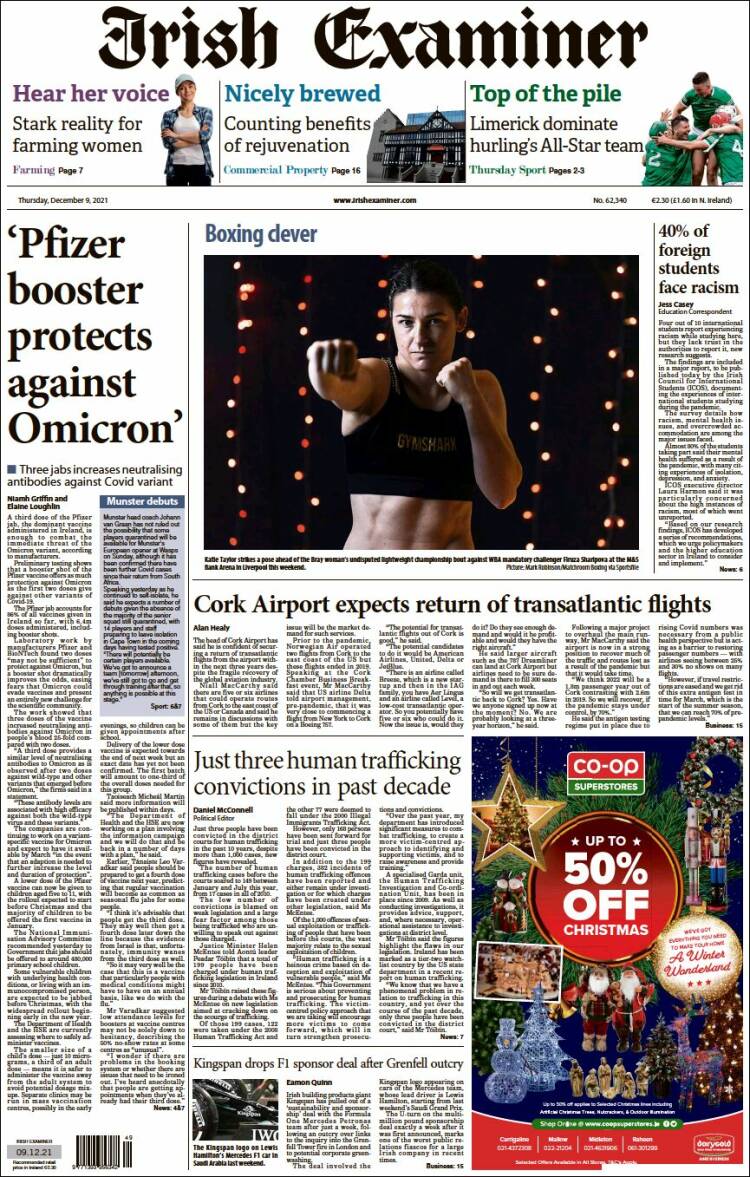 Portada de Irish Examiner (Irlanda)