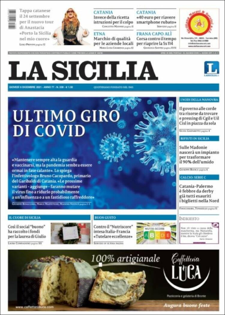 Portada de La Sicilia (Italia)