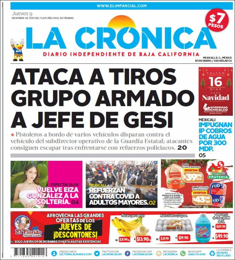 Portada de La Crónica de Baja California (M&eacute;xico)