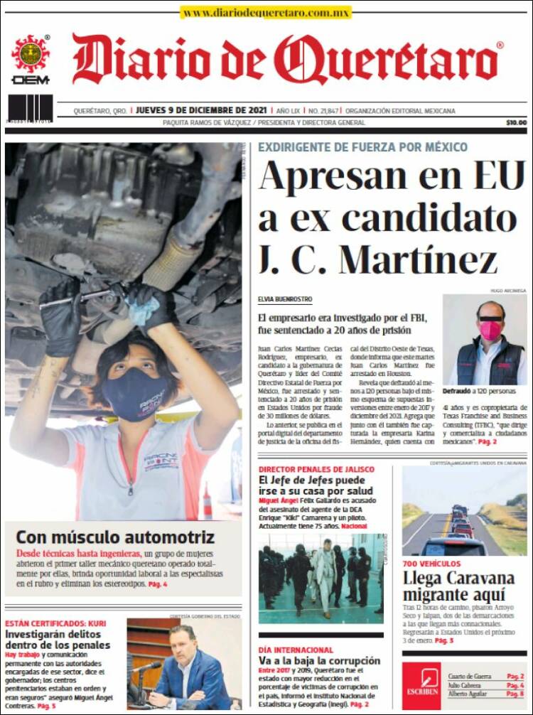 Portada de Diario de Querétaro (M&eacute;xico)