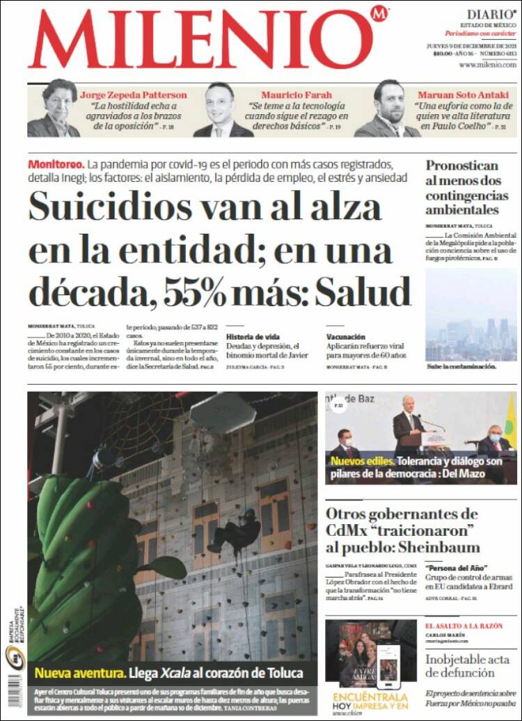 Portada de Milenio - Estado de México (M&eacute;xico)