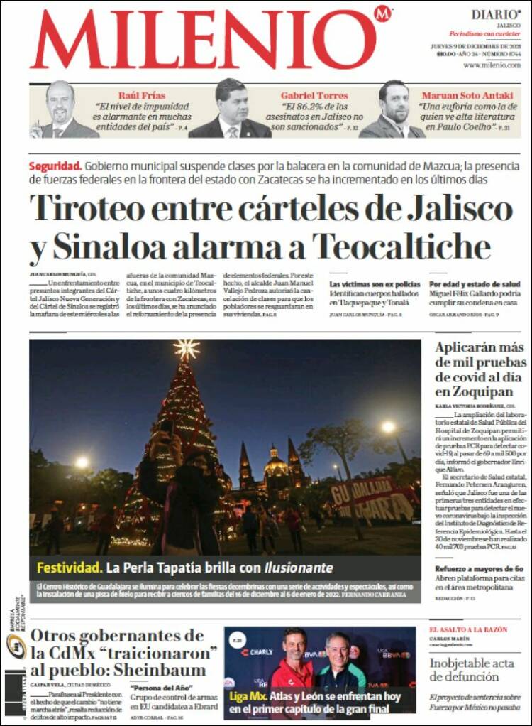 Portada de Milenio - Jalisco (M&eacute;xico)