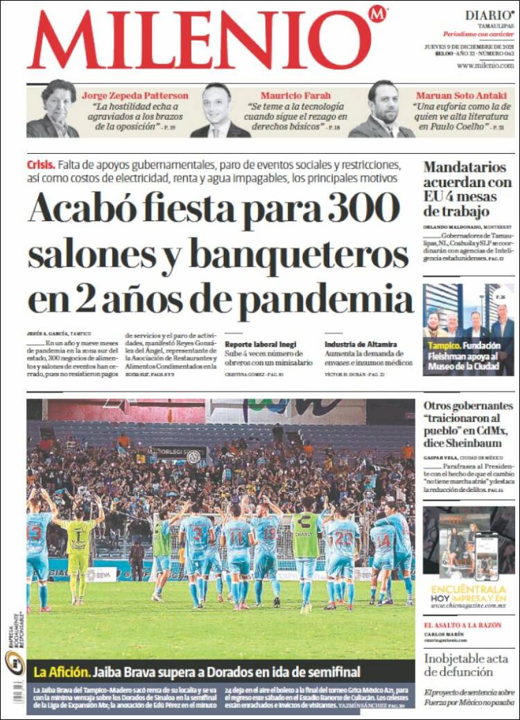 Portada de Milenio - Tamaulipas (M&eacute;xico)