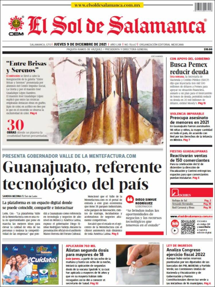 Portada de El Sol de Salamanca (M&eacute;xico)