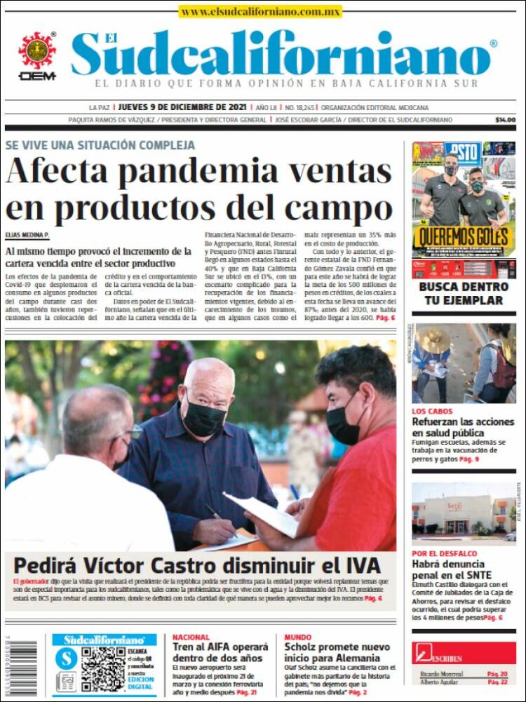 Portada de El Sudcaliforniano (M&eacute;xico)