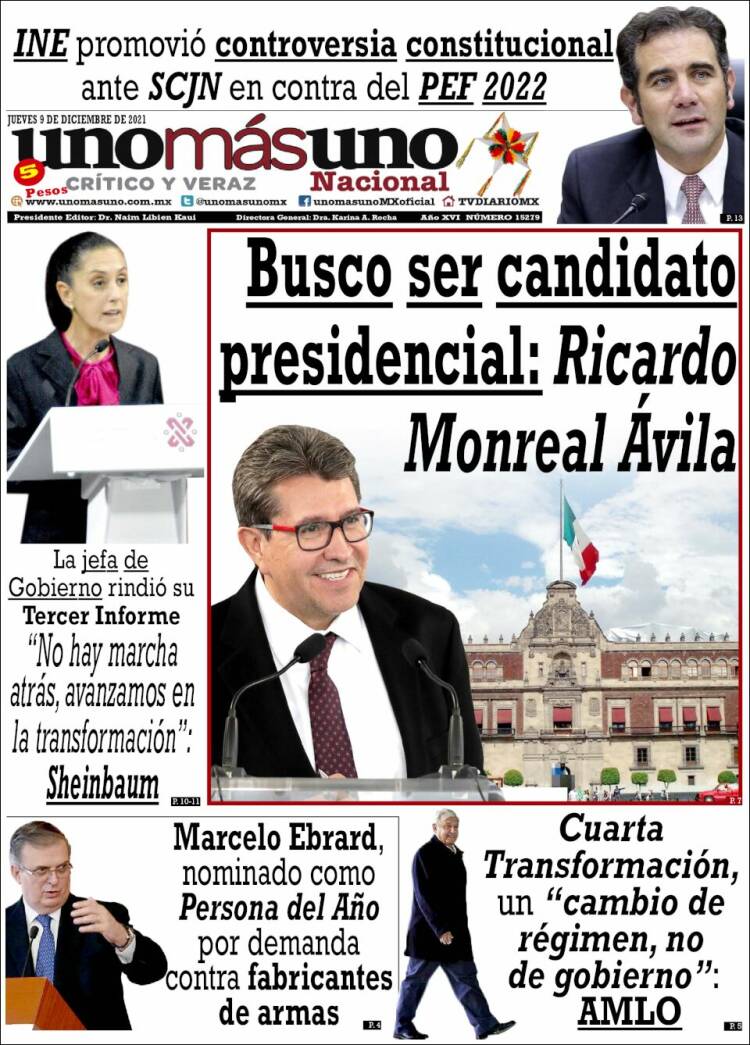 Portada de unomásuno (M&eacute;xico)