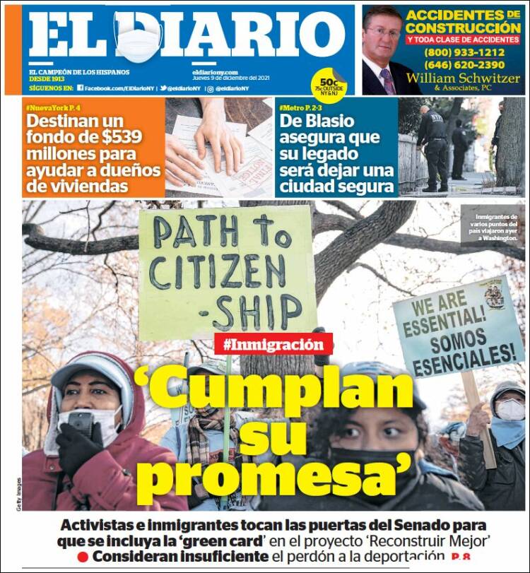 Portada de El Diario NY (USA)