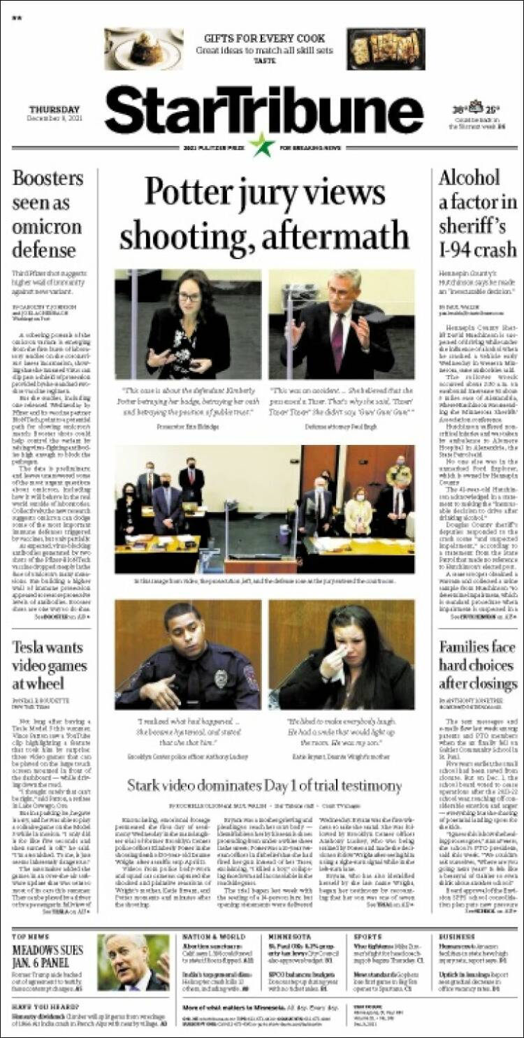 Portada de Star Tribune (USA)