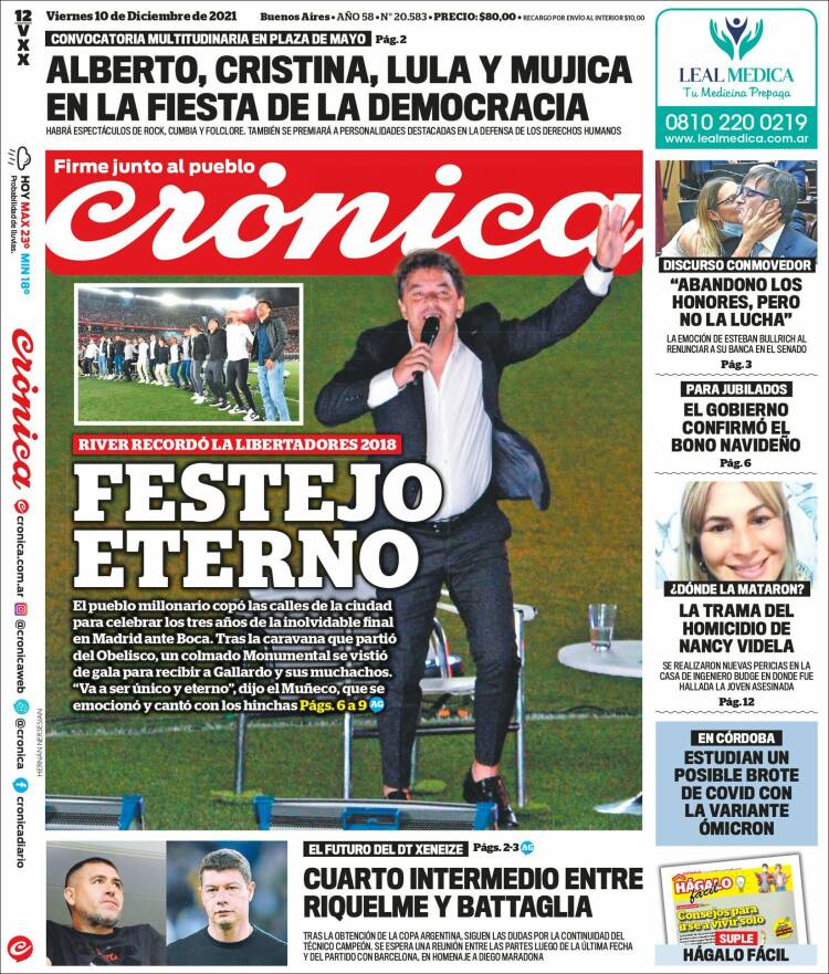 Portada de Crónica (Argentina)