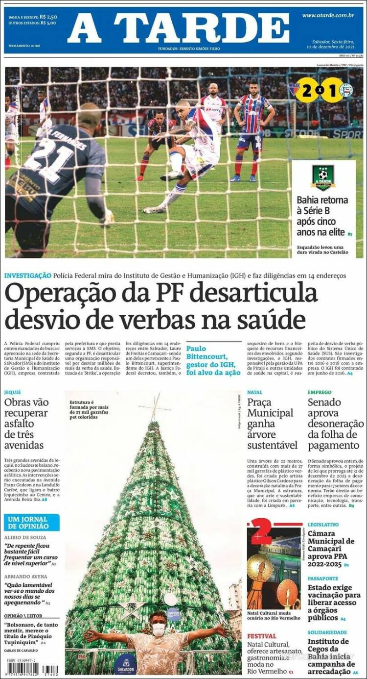 Portada de Diário A Tarde (Brasil)