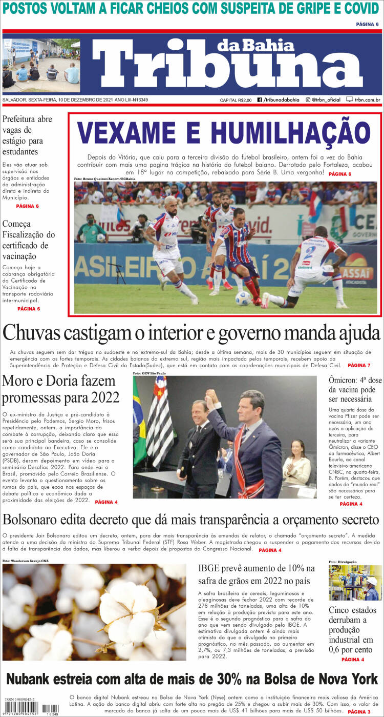 Portada de Tribuna da Bahia (Brasil)
