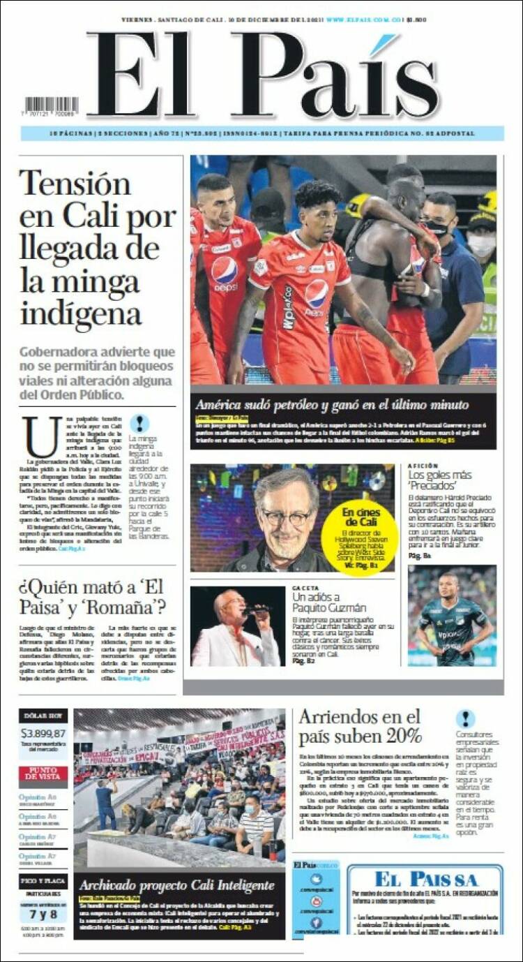 Portada de El País - Cali (Colombia)