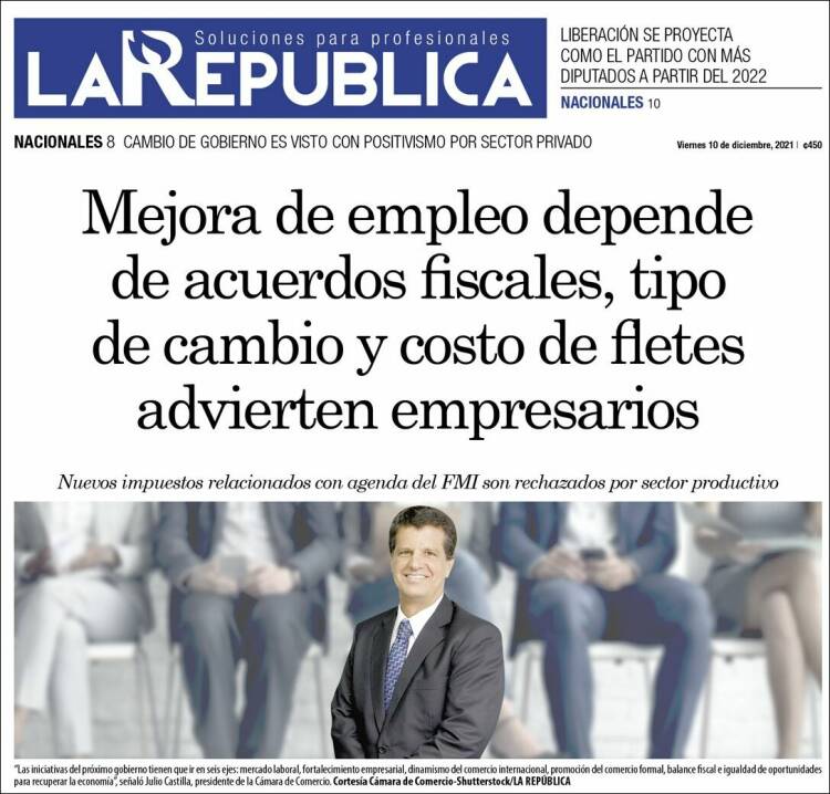 Portada de La República (Costa Rica)