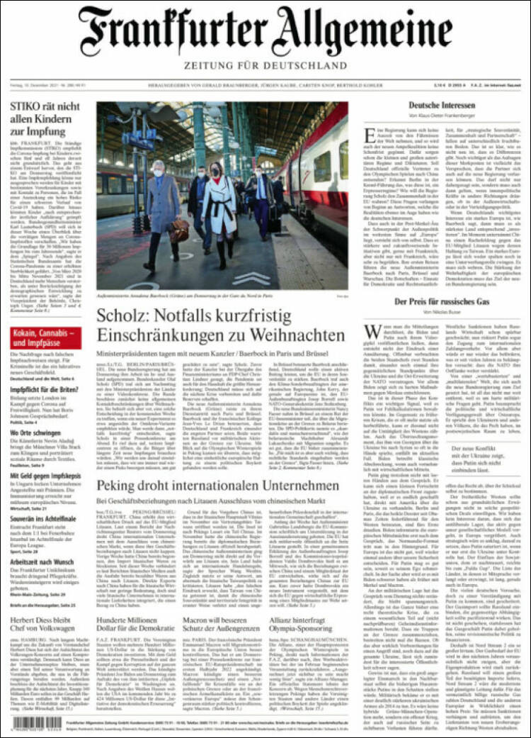 Portada de Frankfurter Allgemeine (Alemania)