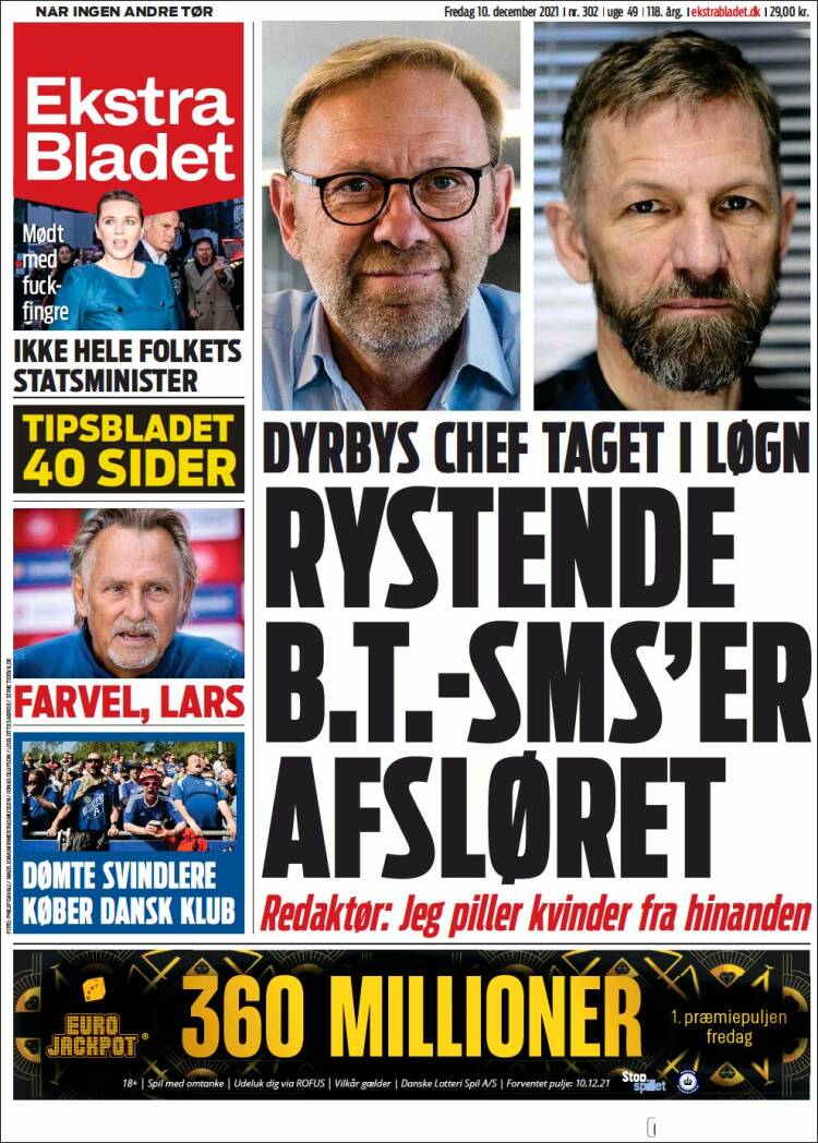 Portada de Ekstra Bladet (Dinamarca)