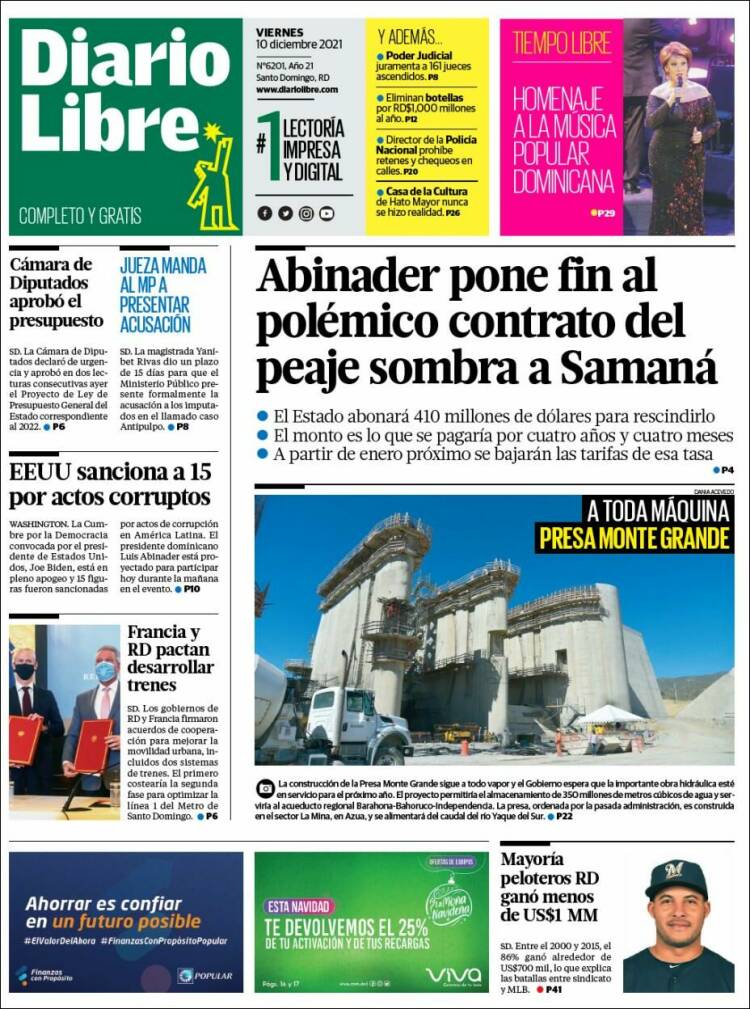 Portada de Diario Libre (R. Dominicana)