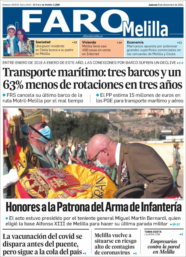 Portada de El Faro de Melilla (Espa&ntilde;a)