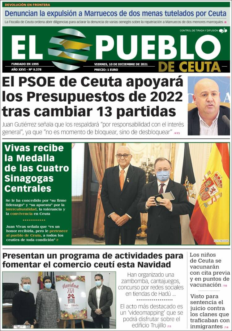 Portada de El Pueblo de Ceuta (Espa&ntilde;a)