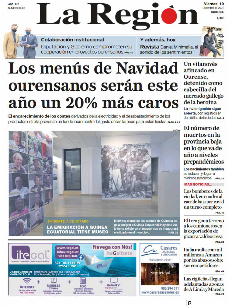 Portada de La Región de Ourense (Espagne)