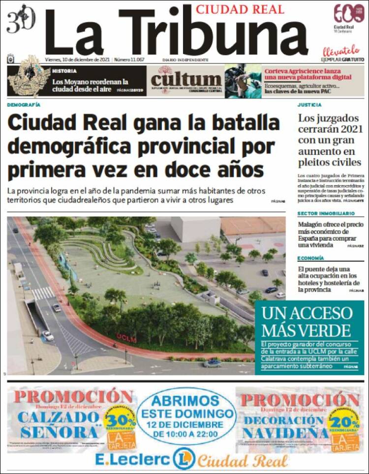 Portada de La Tribuna de Ciudad Real (Espa&ntilde;a)