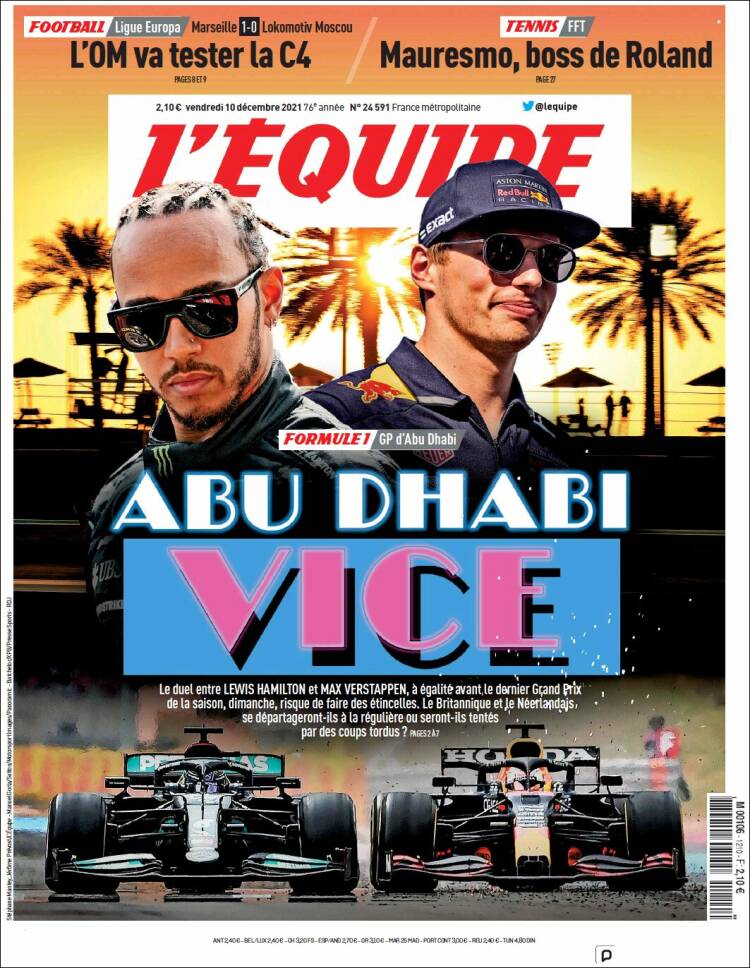 Portada de L'Equipe (Francia)