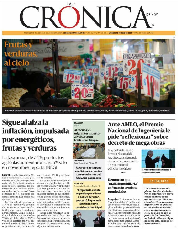 Portada de La Crónica de Hoy (M&eacute;xico)
