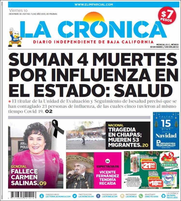 Portada de La Crónica de Baja California (México)