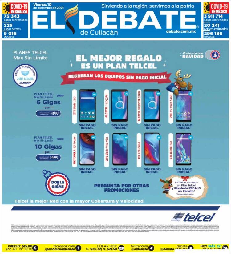 Portada de El Debate de Culiacán (México)