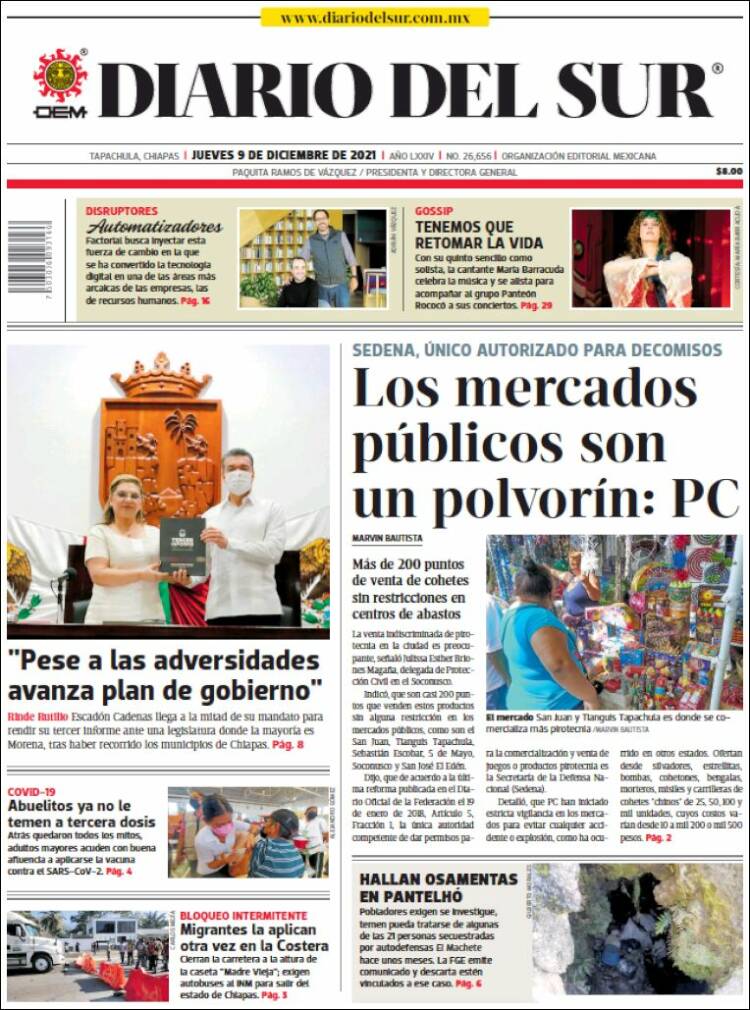 Portada de El Diario del Sur (M&eacute;xico)