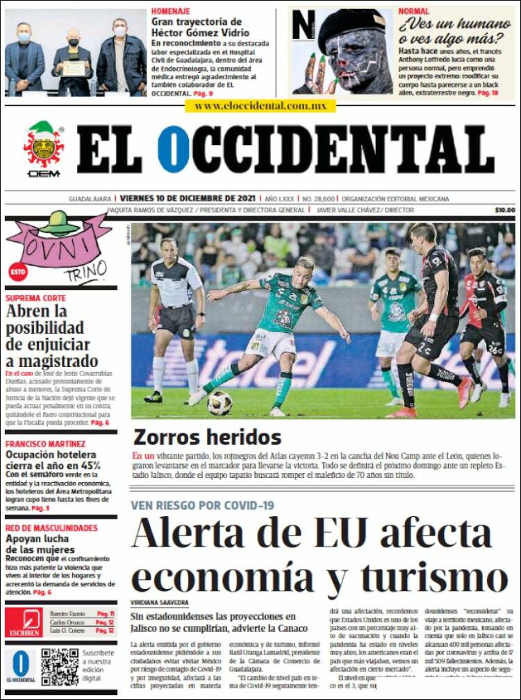 Portada de El Occidental (México)