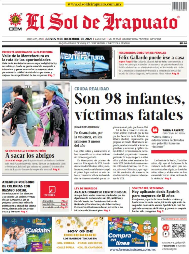 Portada de El Sol de Irapuato (M&eacute;xico)