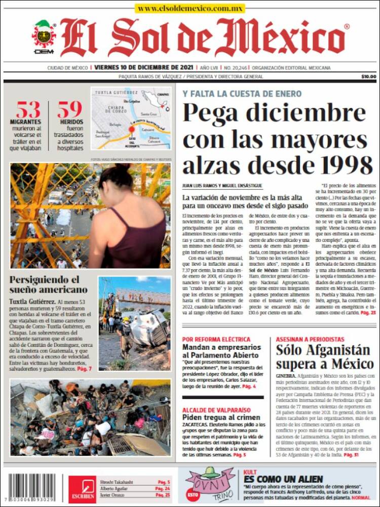 Portada de El Sol de México (M&eacute;xico)