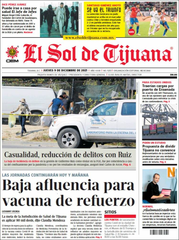 Portada de El Sol de Tijuana (México)