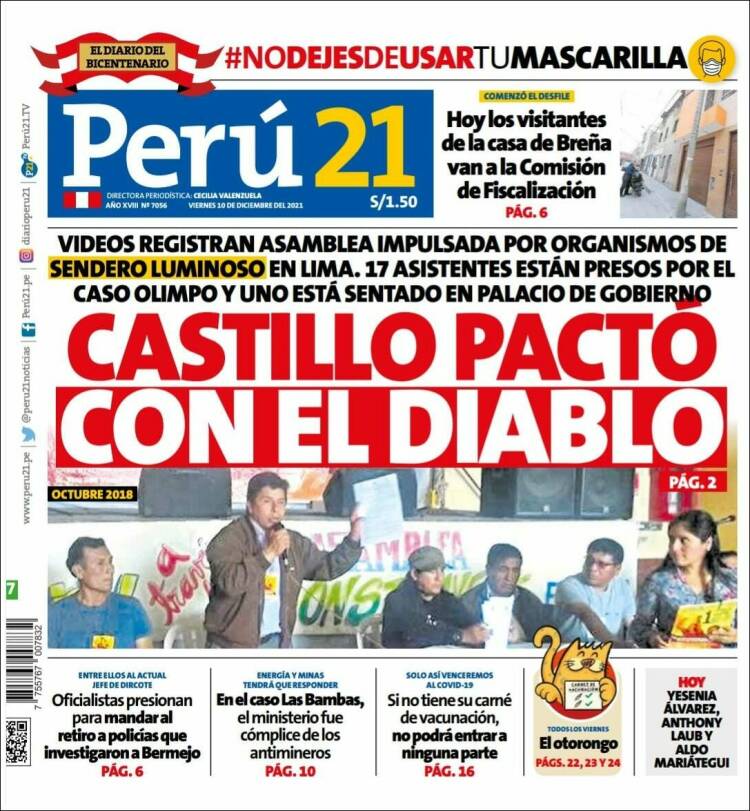 Portada de Perú 21 (Per&uacute;)