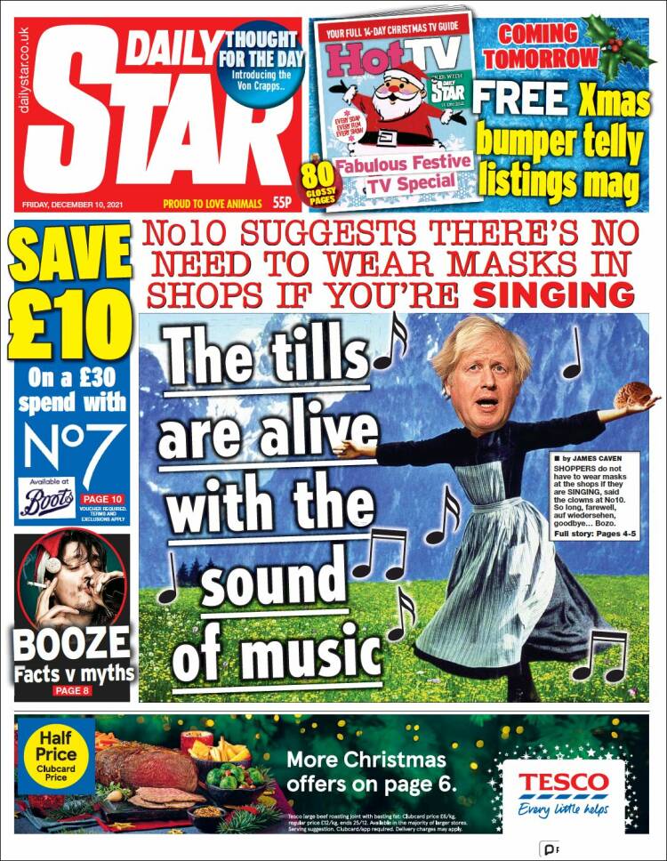 Portada de Daily Star (Reino Unido)