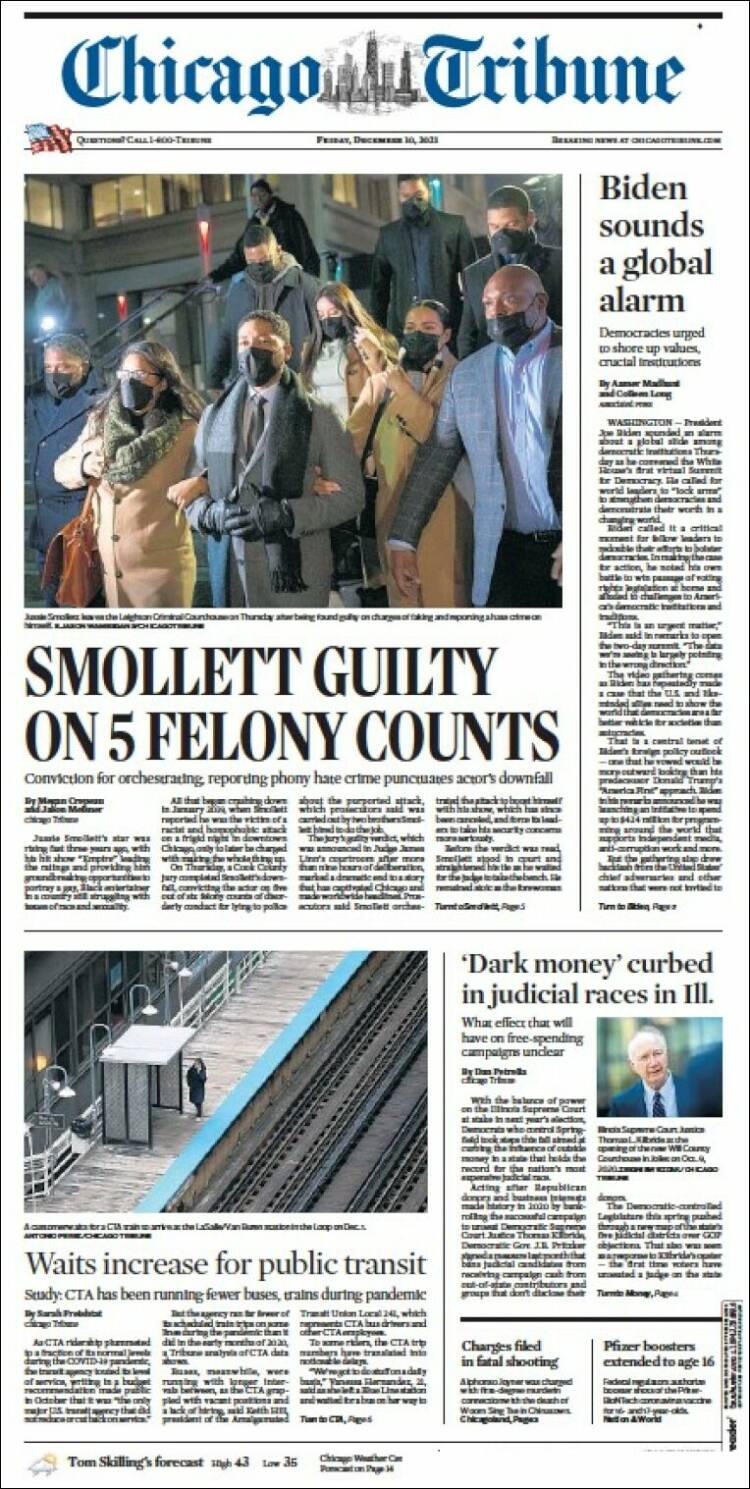 Portada de Chicago Tribune (USA)