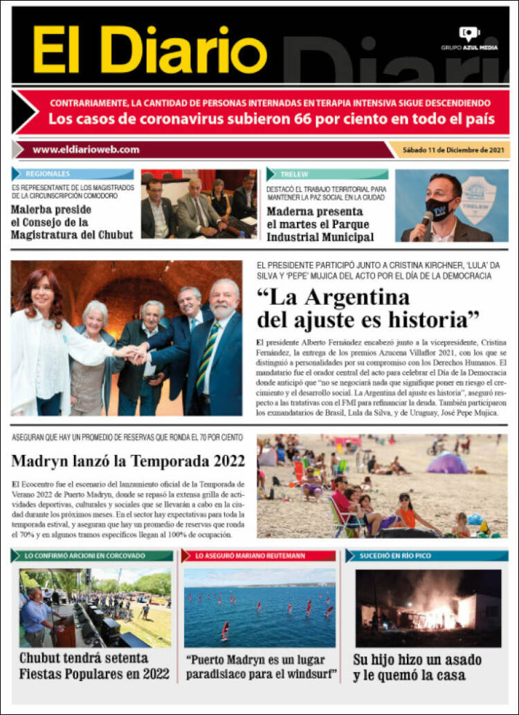 Portada de El Diario de Madryn (Argentina)