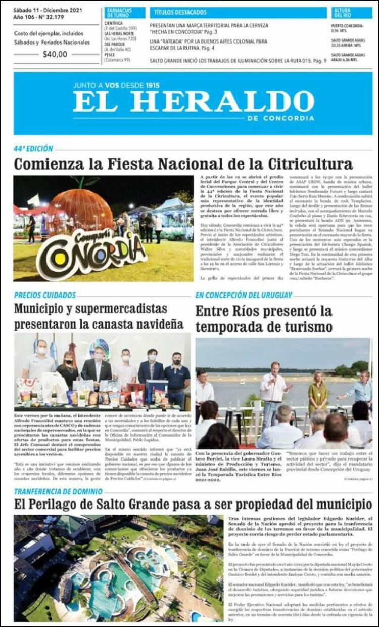 Portada de El Heraldo de Concordia (Argentina)