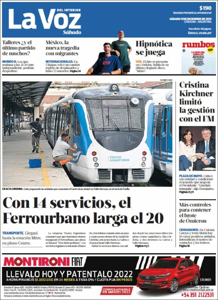 Portada de La Voz del Interior (Argentina)