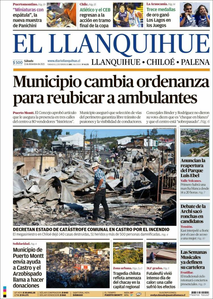 Portada de El Llanquihue (Chile)