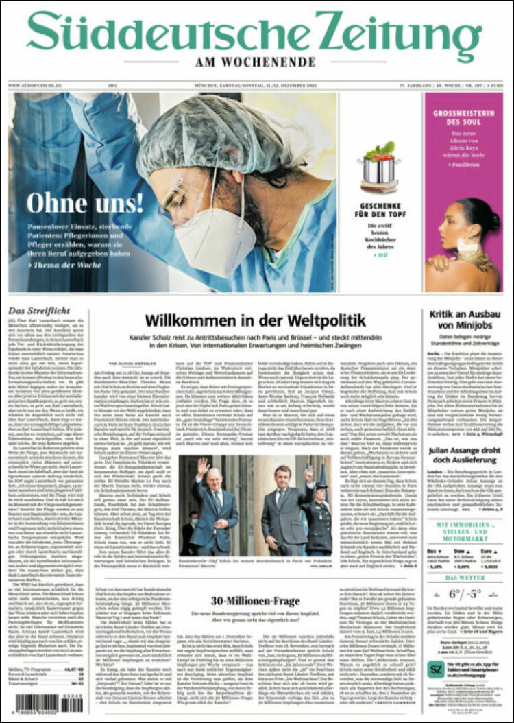 Portada de Sueddeutsche (Alemania)