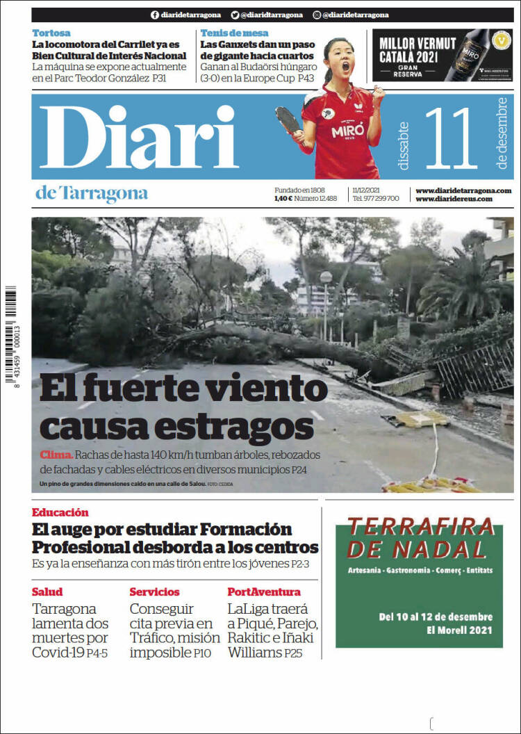Portada de Diari de Tarragona (Espa&ntilde;a)