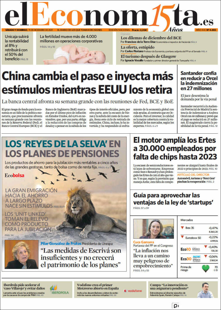 Portada de El Economista (Espa&ntilde;a)
