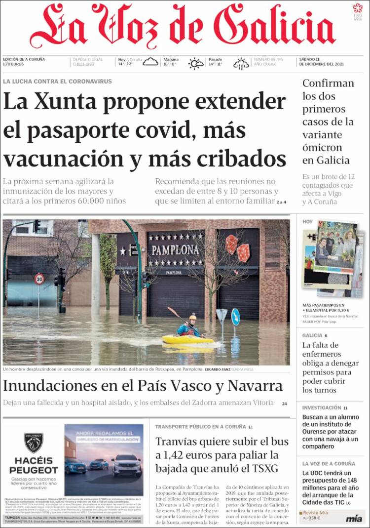 Portada de La Voz de Galicia (Espa&ntilde;a)