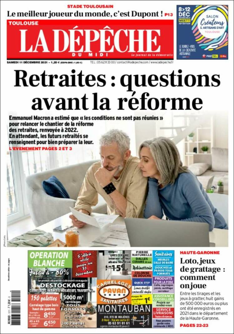 Portada de La Dépêche du Midi (Francia)