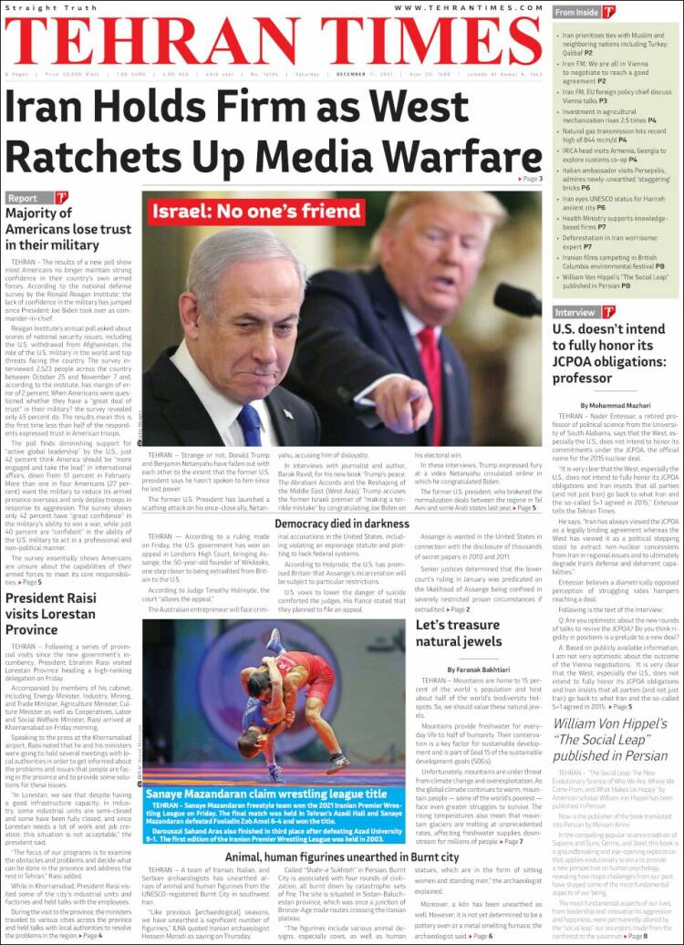 Portada de TehranTimes (Ir&aacute;n)
