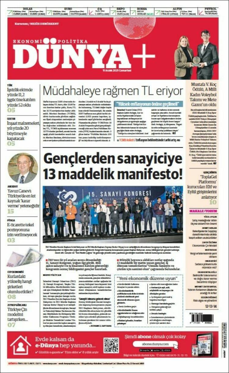 Portada de Dünya (Turqu&iacute;a)