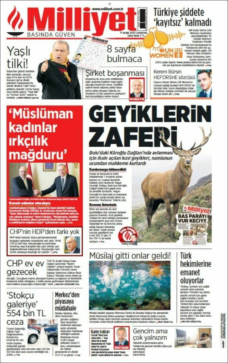 Portada de Milliyet (Turqu&iacute;a)
